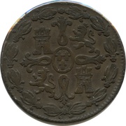 8 Maravedis - Fernando VII 2nd portrait, Spain, 1815-1833 reverse image