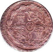 8 Maravedis - Fernando VII Jubia,2nd portrait, Spain, 1817-1821 reverse image