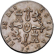 8 Maravedis - Fernando VII Jubia,Constitutional, Spain, 1822-1823 reverse image