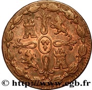 8 Maravedis - Fernando VII 3rd portrait, Spain, 1823-1827 reverse image