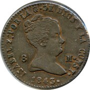 8 Maravedis - Isabel II Constitutional obverse image