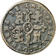 8 Maravedis - Isabel II Pamplona, Spain, 1837 reverse image