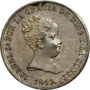 1 Real - Isabel II 1st portrait obverse image