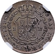2 Reales - Isabel II, Spain, 1836 reverse image