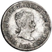 2 Reales - Isabel II 1st portrait,1st type obverse image