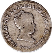2 Reales - Isabel II 1st portrait,2nd type obverse image