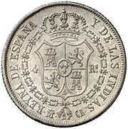 4 Reales - Isabel II DIOS, Spain, 1834-1836 reverse image