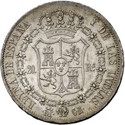 20 Reales - Isabel II, Spain, 1834-1836 reverse image