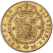 80 Reales - Isabel II Small head, Spain, 1841-1844 reverse image