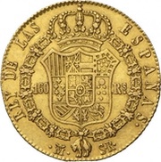 160 Reales - Fernando VII, Spain, 1822 reverse image
