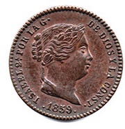 5 Centimos de Real - Isabel II obverse image