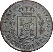 10 Centimos de Real - Isabel II, Spain, 1854-1864 reverse image