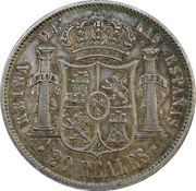 20 Reales - Isabel II, Spain, 1856-1864 reverse image