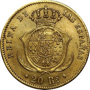 20 Reales - Isabel II, Spain, 1861-1863 reverse image