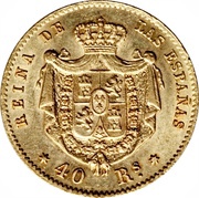 40 Reales - Isabel II, Spain, 1864 reverse image