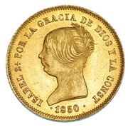 100 Reales - Isabel II doblon obverse image