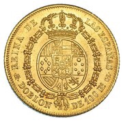 100 Reales - Isabel II doblon, Spain, 1850-1851 reverse image