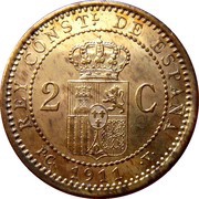 2 Centimos - Alfonso XIII 5th portrait reverse image