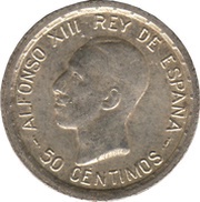 50 Centimos - Alfonso XIII 6th portrait obverse image