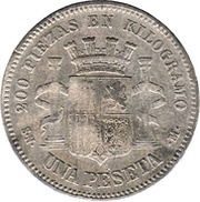 1 Peseta - Provisional Government ESPAÑA, Spain, 1869-1870 reverse image