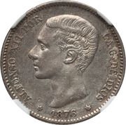 1 Peseta - Alfonso XII 1st portrait obverse image
