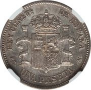 1 Peseta - Alfonso XII 1st portrait reverse image