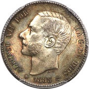 1 Peseta - Alfonso XII 2nd portrait obverse image