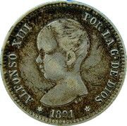 1 Peseta - Alfonso XIII 1st portrait obverse image