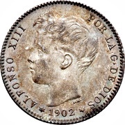 1 Peseta - Alfonso XIII 3rd portrait obverse image