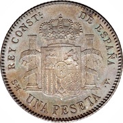 1 Peseta - Alfonso XIII 3rd portrait, Spain, 1896-1902 reverse image