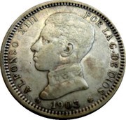 1 Peseta - Alfonso XIII 4th portrait obverse image