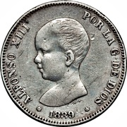 2 Pesetas - Alfonso XIII 1st portrait obverse image
