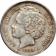 2 Pesetas - Alfonso XIII 2nd portrait obverse image