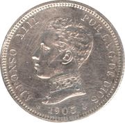 2 Pesetas - Alfonso XIII 4th portrait obverse image