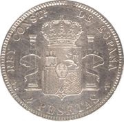 2 Pesetas - Alfonso XIII 4th portrait, Spain, 1905 reverse image