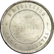 5 Pesetas - Cantonal Revolution, Spain, 1873 reverse image