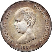 5 Pesetas - Alfonso XIII 1st portrait obverse image