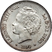 5 Pesetas - Alfonso XIII 2nd portrait obverse image