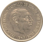 5 Pesetas - Francisco Franco Nickel obverse image