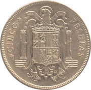 5 Pesetas - Francisco Franco Nickel reverse image