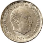 5 Pesetas - Francisco Franco Copper-nickel obverse image