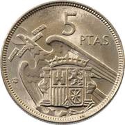 5 Pesetas - Francisco Franco Copper-nickel reverse image