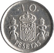10 Pesetas - Juan Carlos I Type 2 denomination, Spain, 1992 reverse image