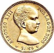20 Pesetas - Alfonso XIII 1st portrait obverse image