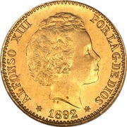 20 Pesetas - Alfonso XIII 2nd portrait obverse image