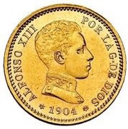 20 Pesetas - Alfonso XIII 4th portrait obverse image