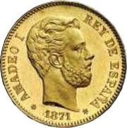 25 Pesetas - Amadeo I obverse image