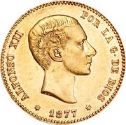 25 Pesetas - Alfonso XII 2nd portrait obverse image