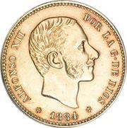 25 Pesetas - Alfonso XII 3rd portrait obverse image