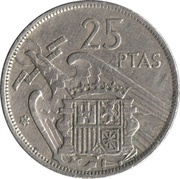 25 Pesetas - Francisco Franco, Spain, 1958-1975 reverse image